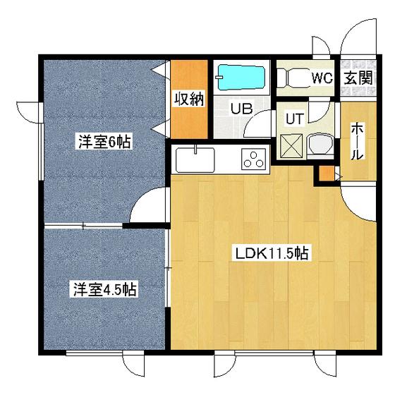 カーサヴィオラ(2LDK/1階)の間取り写真