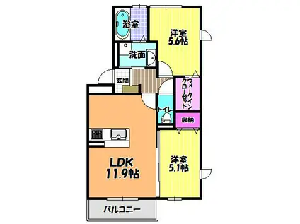 CHARMANT(2LDK/1階)の間取り写真
