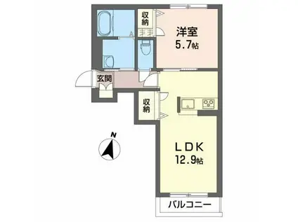 シャーメゾン・ポルトC(1LDK/1階)の間取り写真