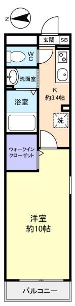 グランメール(1K/3階)の間取り写真