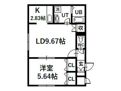 シノン5条(1LDK/2階)の間取り写真