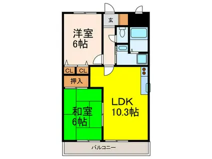 メゾンボヌール(2LDK/3階)の間取り写真