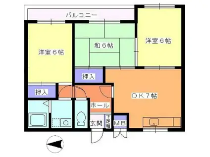 アストロハイツ(3DK/3階)の間取り写真