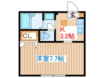 クリエートハイツ長町(1K/1階)の間取り写真