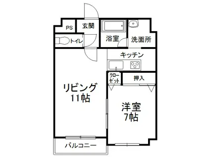 PALAZZO(1LDK/4階)の間取り写真