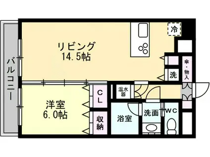 ファーストレーベン新富町(1LDK/6階)の間取り写真