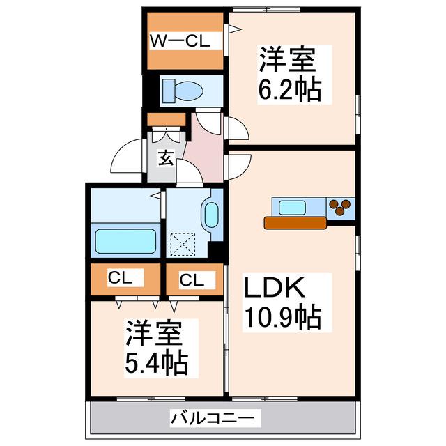 ソレイユヴィラ近見(2LDK/3階)の間取り写真