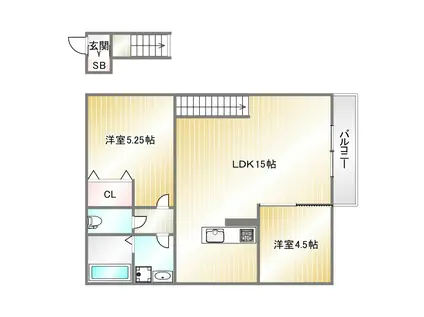 フォルモント長田(2LDK/2階)の間取り写真