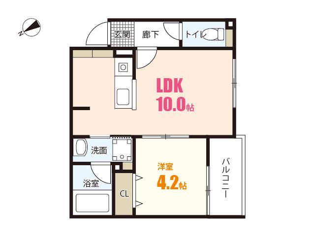 LUQRAS可部A(1LDK/3階)の間取り写真