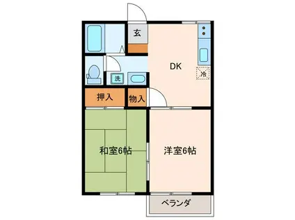 オリオンロード(2DK/2階)の間取り写真