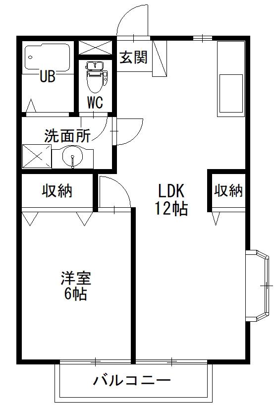 プロヴァンスB(1LDK/2階)の間取り写真