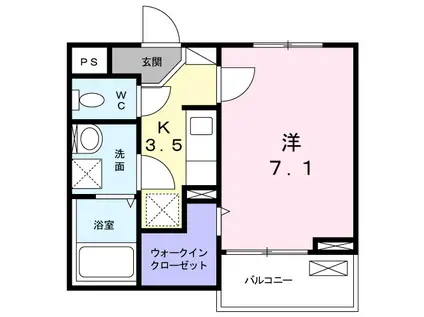 ウィトゥニー(1K/2階)の間取り写真