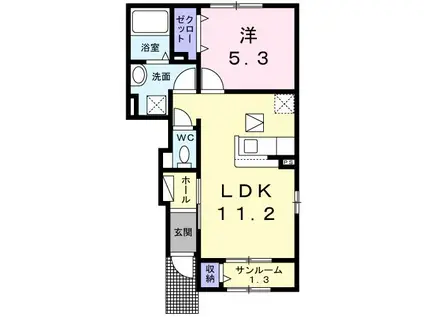 エル.UK(1LDK/1階)の間取り写真