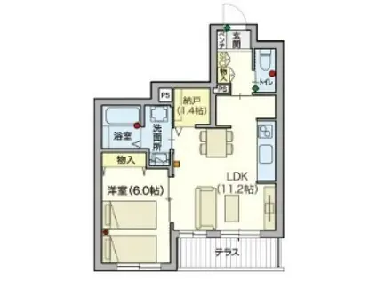 URBAN CLAIRE元住吉(1LDK/1階)の間取り写真