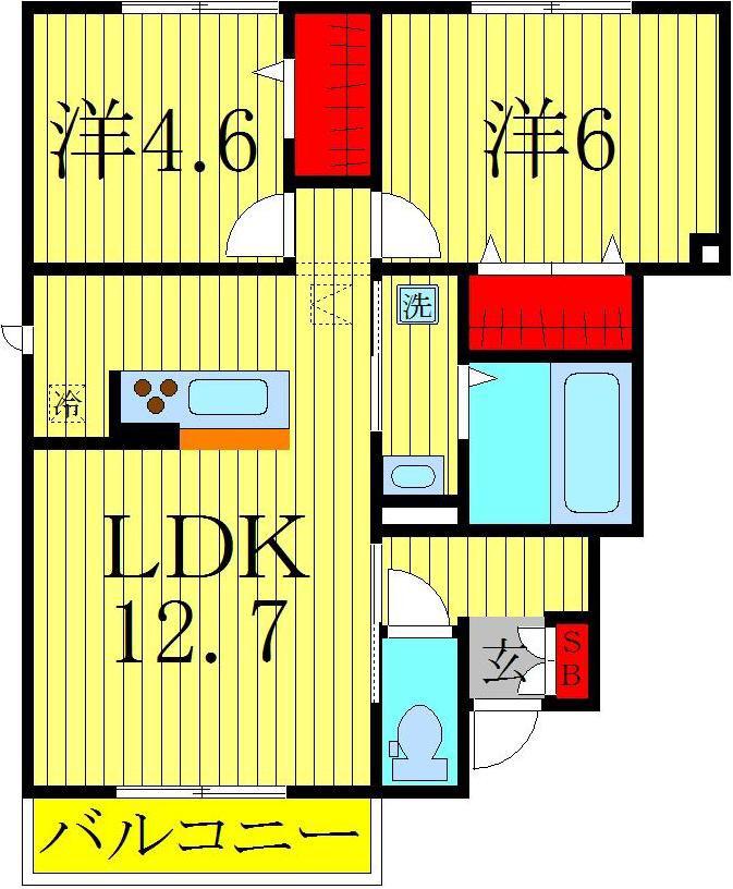 REGALO A(2LDK/1階)の間取り写真