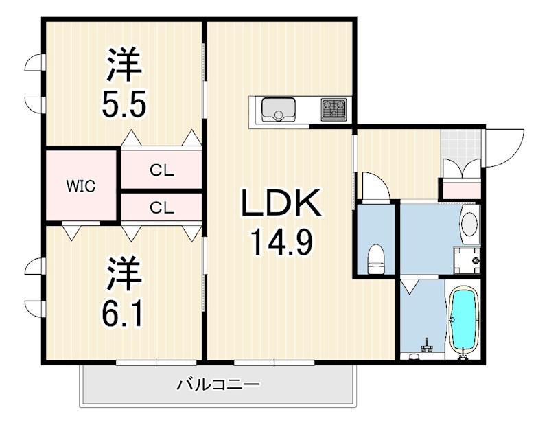 へーベルメゾン西明石2(2LDK/2階)の間取り写真
