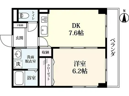 シンフォニィ駅前中央(1DK/4階)の間取り写真