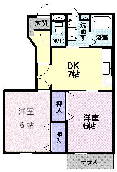 オランダ村E(2DK/1階)の間取り写真