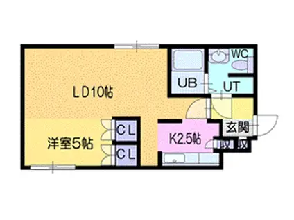 カメリア南郷(1LDK/3階)の間取り写真