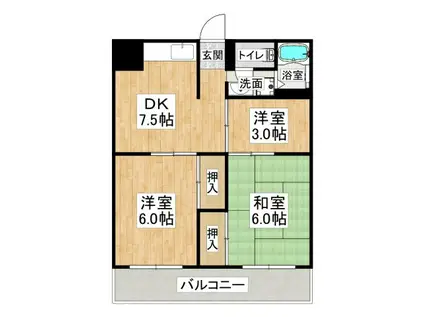 第三岩井ハイツ(3DK/5階)の間取り写真