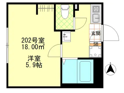 ルミナス千住大橋(1K/2階)の間取り写真