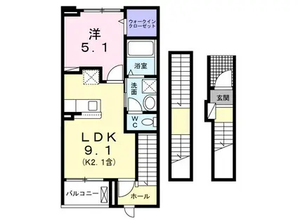 ブリュームI(1LDK/3階)の間取り写真
