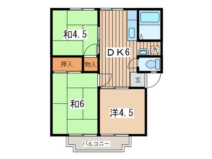 サンライズ葉山(3DK/2階)の間取り写真