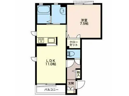 グレースガーデン登呂(1LDK/1階)の間取り写真