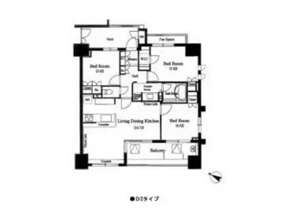 KDXレジデンス町田(3LDK/6階)の間取り写真