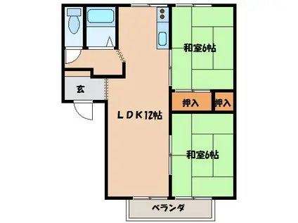 ビレッジF2番館(2LDK/2階)の間取り写真