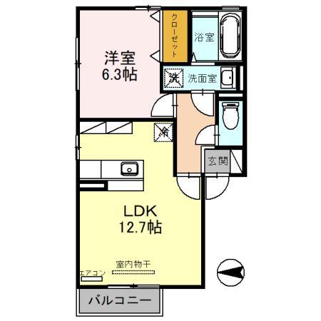 ポンテ・セジュールA棟(1LDK/2階)の間取り写真