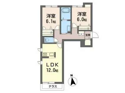 エスポワール緑町(2LDK/1階)の間取り写真