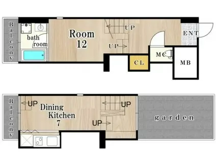 是空弁天(1DK/6階)の間取り写真