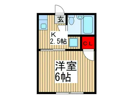 シティハイツ尾崎(1K/2階)の間取り写真