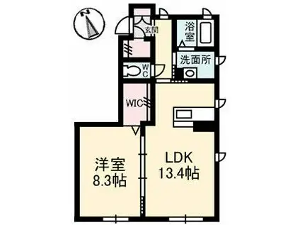 グランマスト高松中央A棟(1LDK/1階)の間取り写真