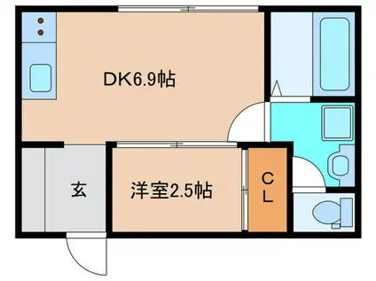 SORANONE B棟(1DK/2階)の間取り写真
