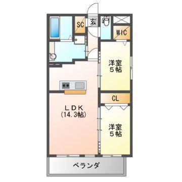 レジデンス喜志(2LDK/1階)の間取り写真