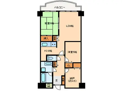 ライオンズマンション湯河原(2SLDK/1階)の間取り写真