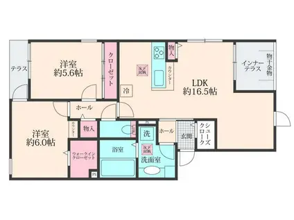 LULU西尾久(2LDK/1階)の間取り写真