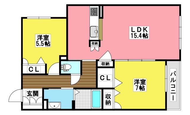 ALBA PRIMO 星見町(2LDK/2階)の間取り写真