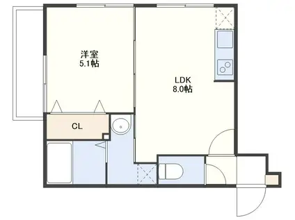 COLORER中川(1LDK/5階)の間取り写真