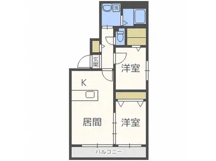 シマン美園(2LDK/3階)の間取り写真