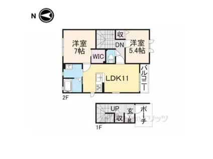 サニーウエル(2LDK/2階)の間取り写真