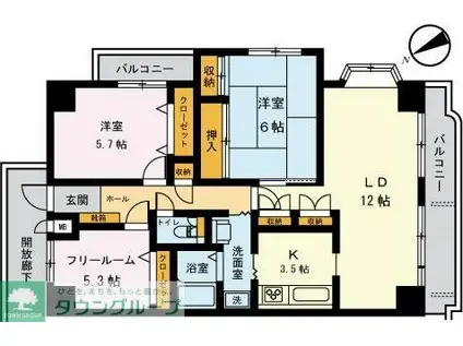 豊栄アンバサダー調布(3LDK/5階)の間取り写真