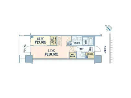 リビオ新横浜(1LDK/3階)の間取り写真