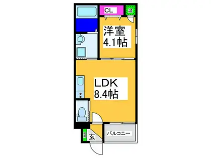 ルミナソナーレ矢田(1LDK/3階)の間取り写真