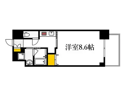 CASSIA河原町平和大通(1K/3階)の間取り写真