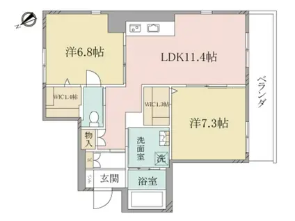 ヘーベルヴィレッジ西船橋駅前パティオメープル(2LDK/7階)の間取り写真