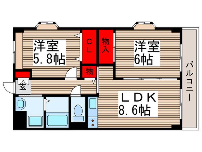 エクセレンス元町(2LDK/3階)の間取り写真