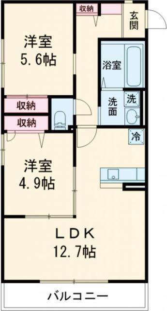 マノワール MANOIR(2LDK/2階)の間取り写真